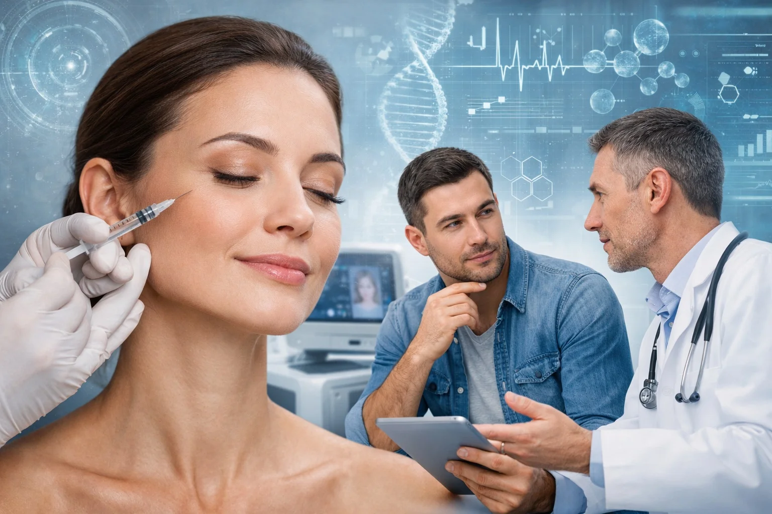 Tratamiento estético facial con enfoque regenerativo y consulta médica en clínica estética