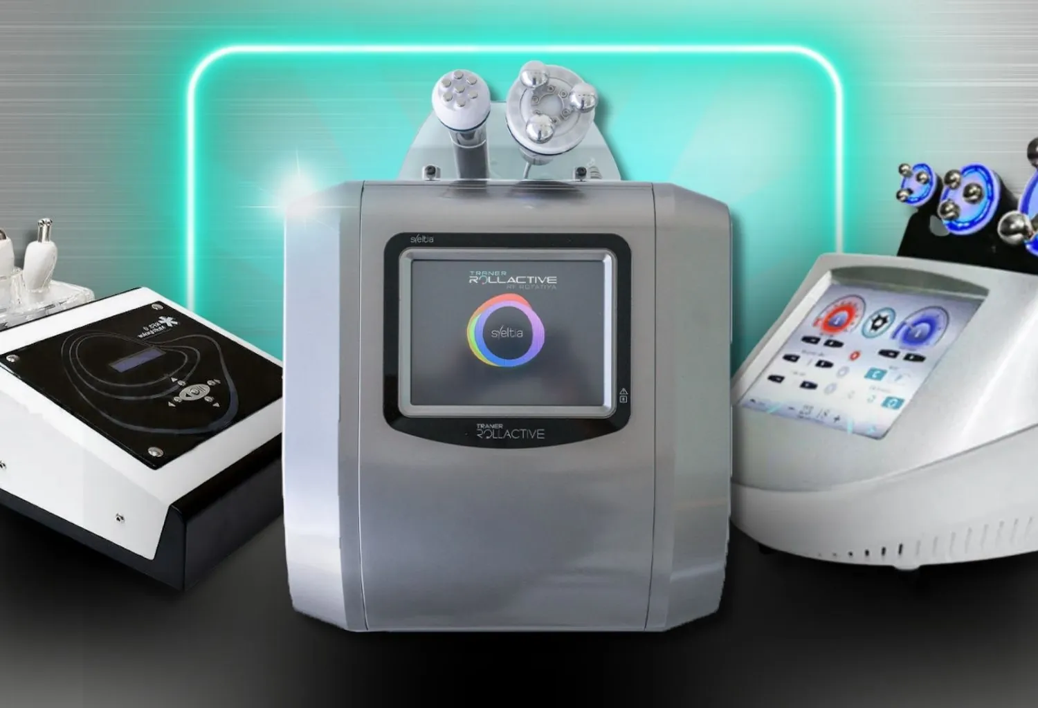 Equipos profesionales de radiofrecuencia estética multipolar utilizados en tratamientos faciales y reafirmantes.