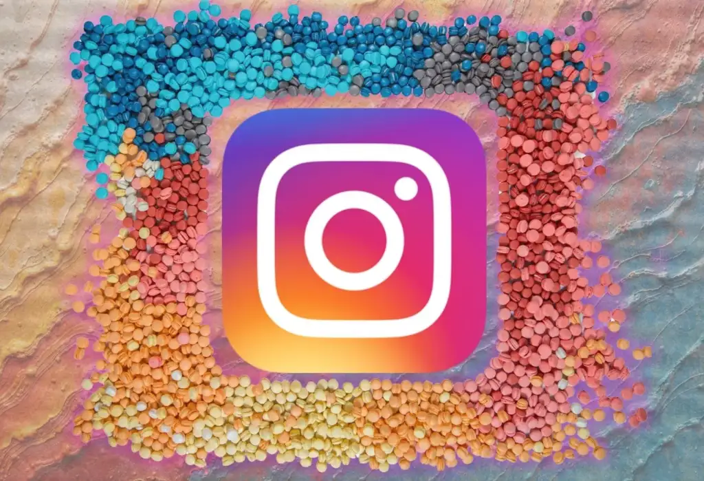 Instagram y tendencias de belleza en redes sociales Logotipo de Instagram rodeado de elementos coloridos que representan tendencias virales y contenido de belleza en redes sociales.