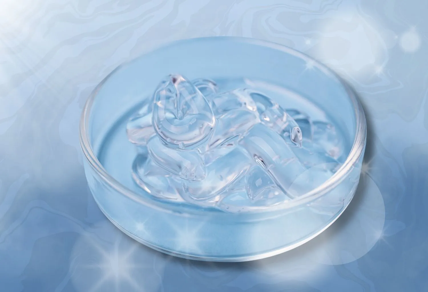 Muestra de gel transparente representando siliconas cosméticas utilizadas en maquillaje y productos para el cuidado de la piel.