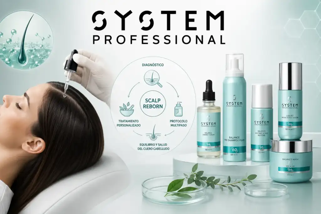 Imagen representativa del tratamiento Scalp Reborn de System Professional con protocolo profesional de diagnóstico y cuidado personalizado del cuero cabelludo.