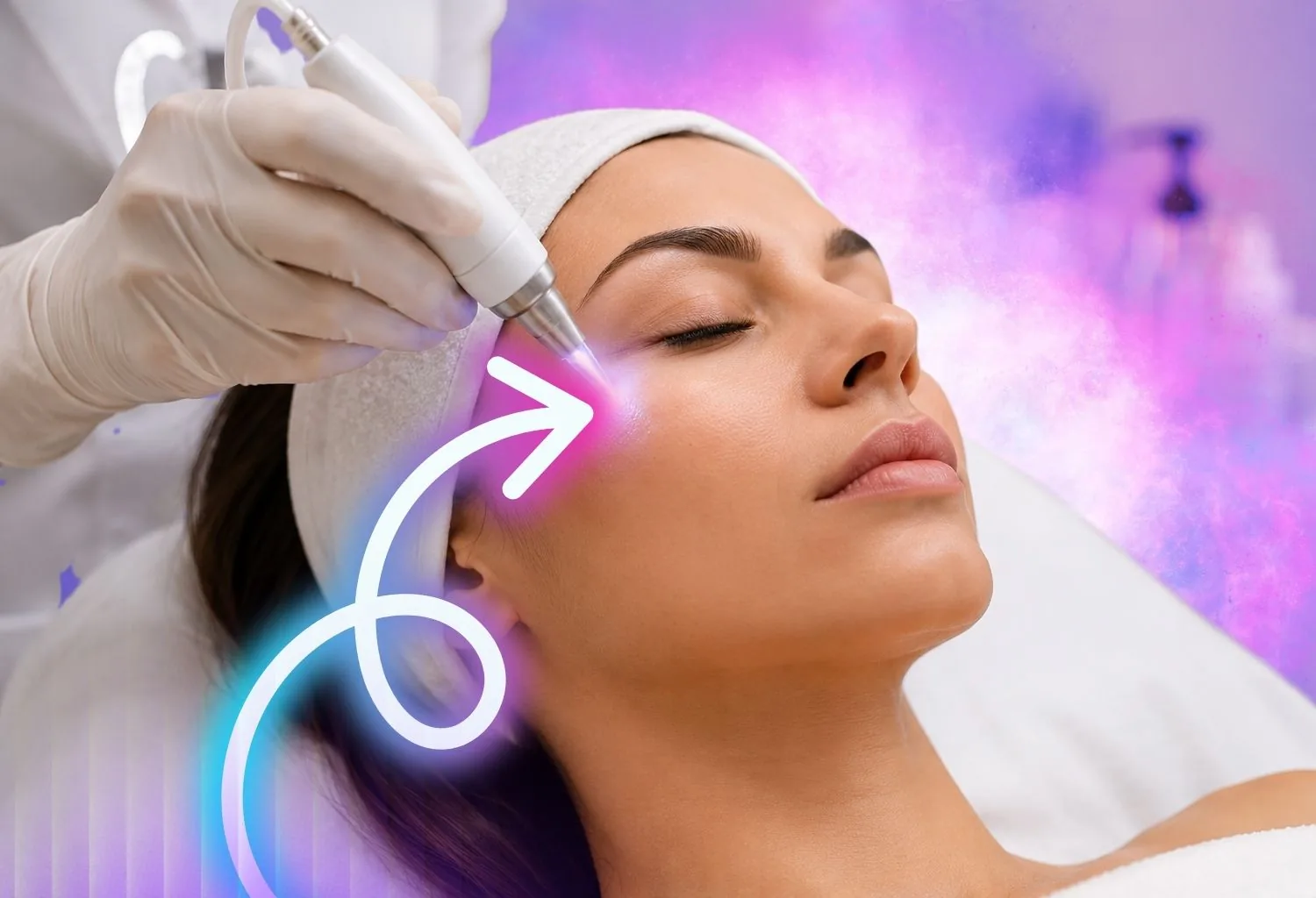 Tratamiento facial con plasma frío aplicado sobre la piel mediante un dispositivo de estética de baja temperatura para favorecer la regeneración cutánea.