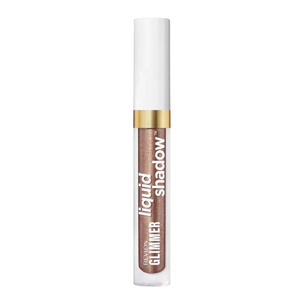 Envase de Revlon Glimmer Liquid Shadow, una sombra de ojos líquida con acabado brillante y efecto perlado.