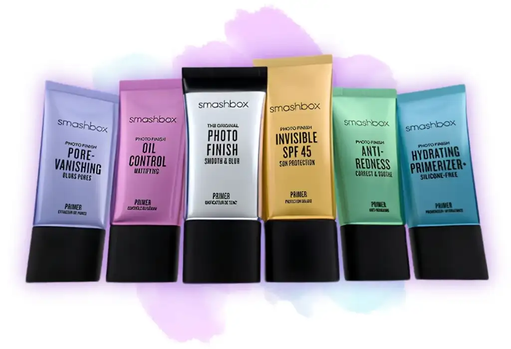 Colección Smashbox Photo Finish Primers Colección de primers Smashbox Photo Finish con diferentes fórmulas para hidratar, minimizar poros, controlar el exceso de grasa, proteger con SPF y corregir rojeces.