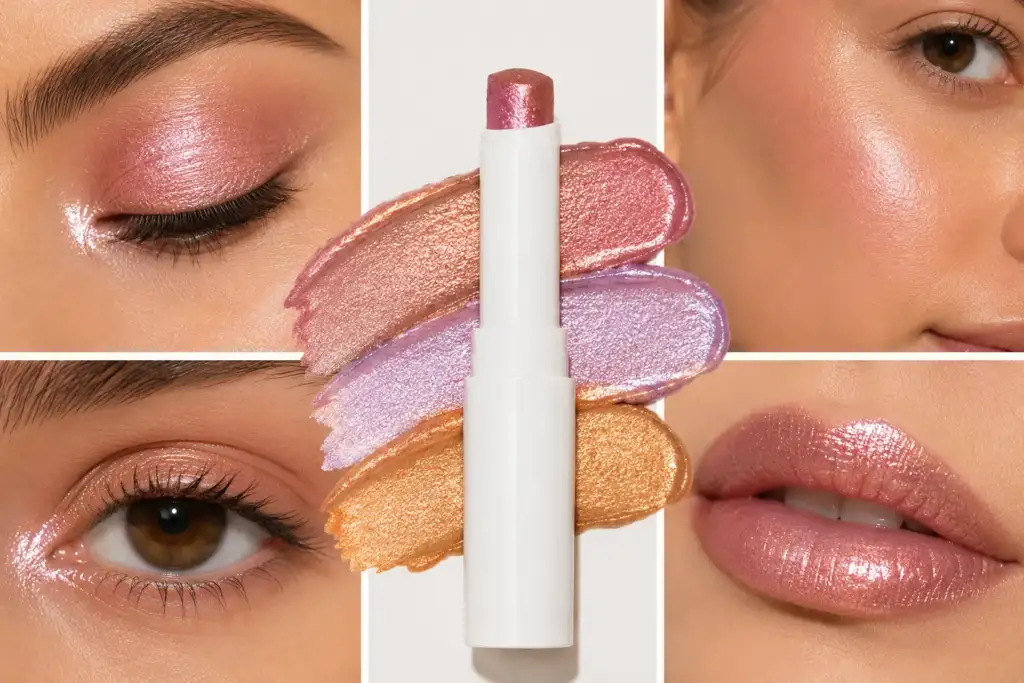 ColourPop Jelly Much Stick multiuso para ojos, mejillas y labios Stick de maquillaje brillante multiuso aplicado en ojos, mejillas y labios con acabados luminosos en distintos tonos.