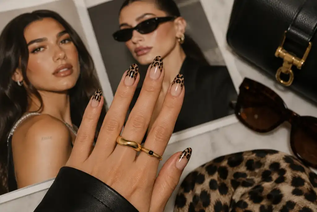 Manicura de leopardo en tonos nude inspirada en las tendencias de celebrities y pasarelas