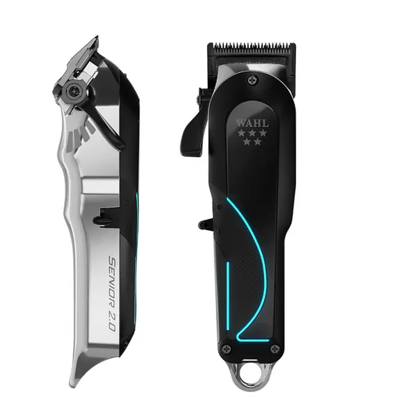 Wahl Senior 2.0 – clipper profesional de barbería Wahl Senior 2.0, máquina clipper profesional para barbería mostrada de frente y de perfil