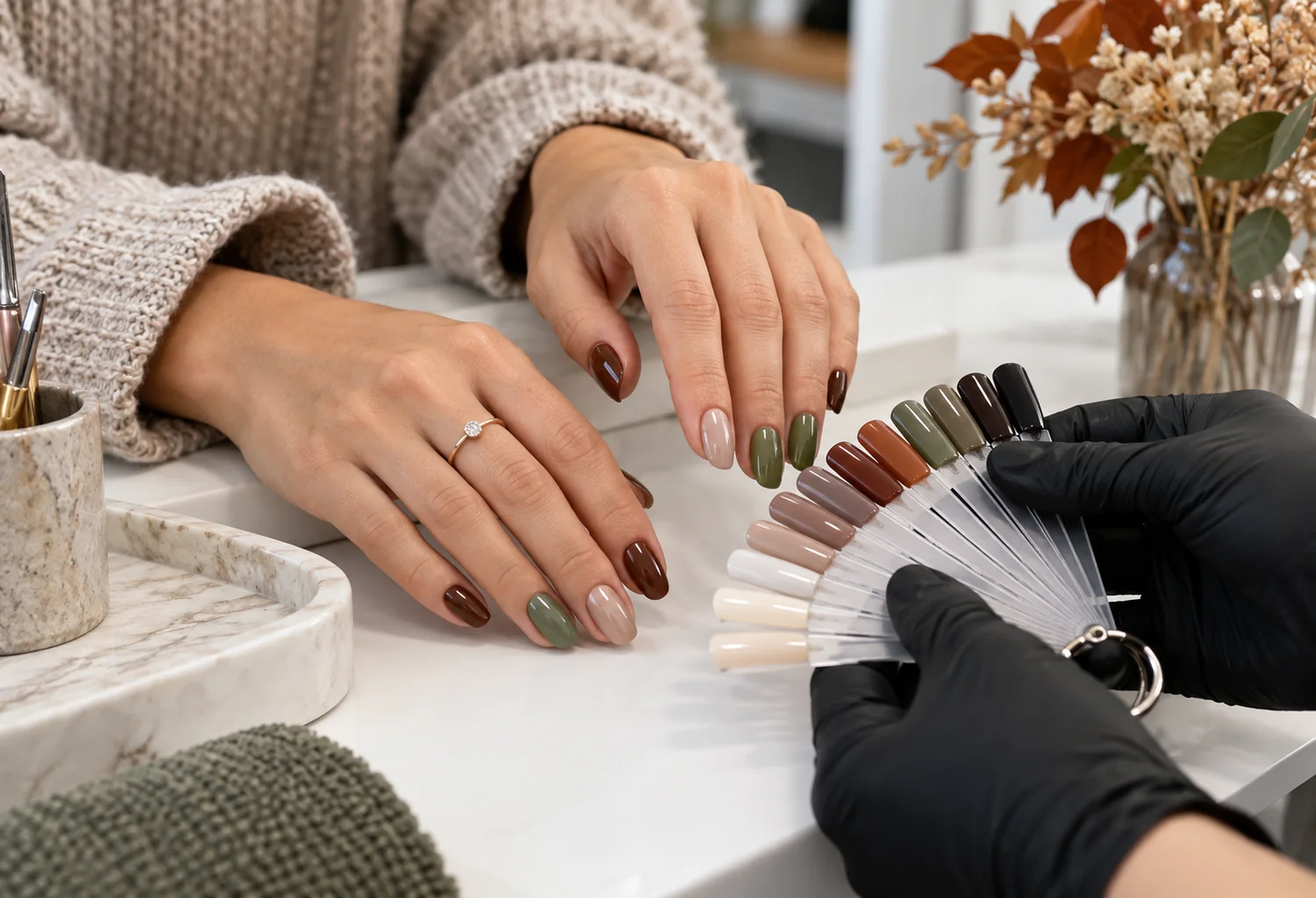Selección profesional de tonos para manicura