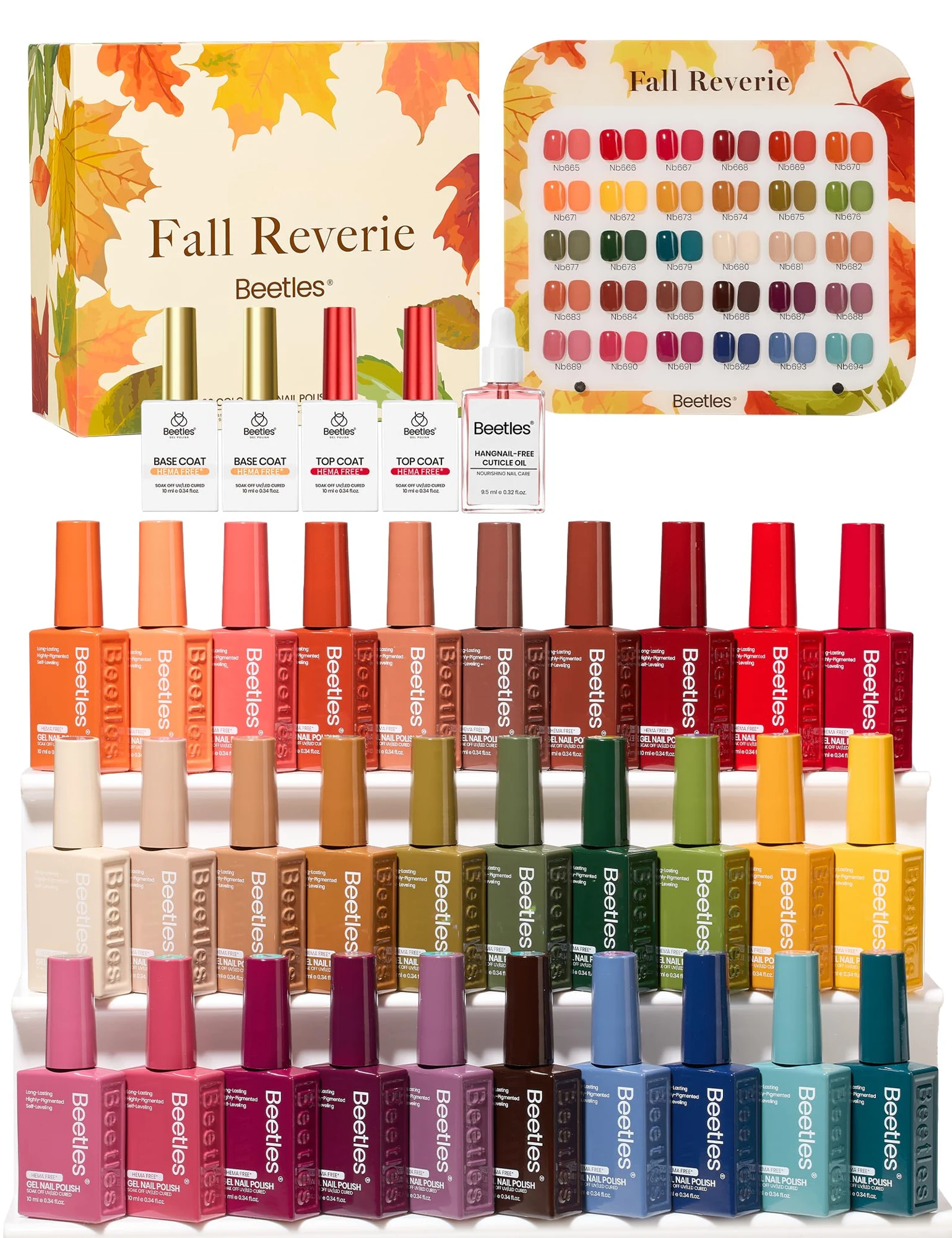 Frascos y carta de colores del kit Beetles Retro Reverie