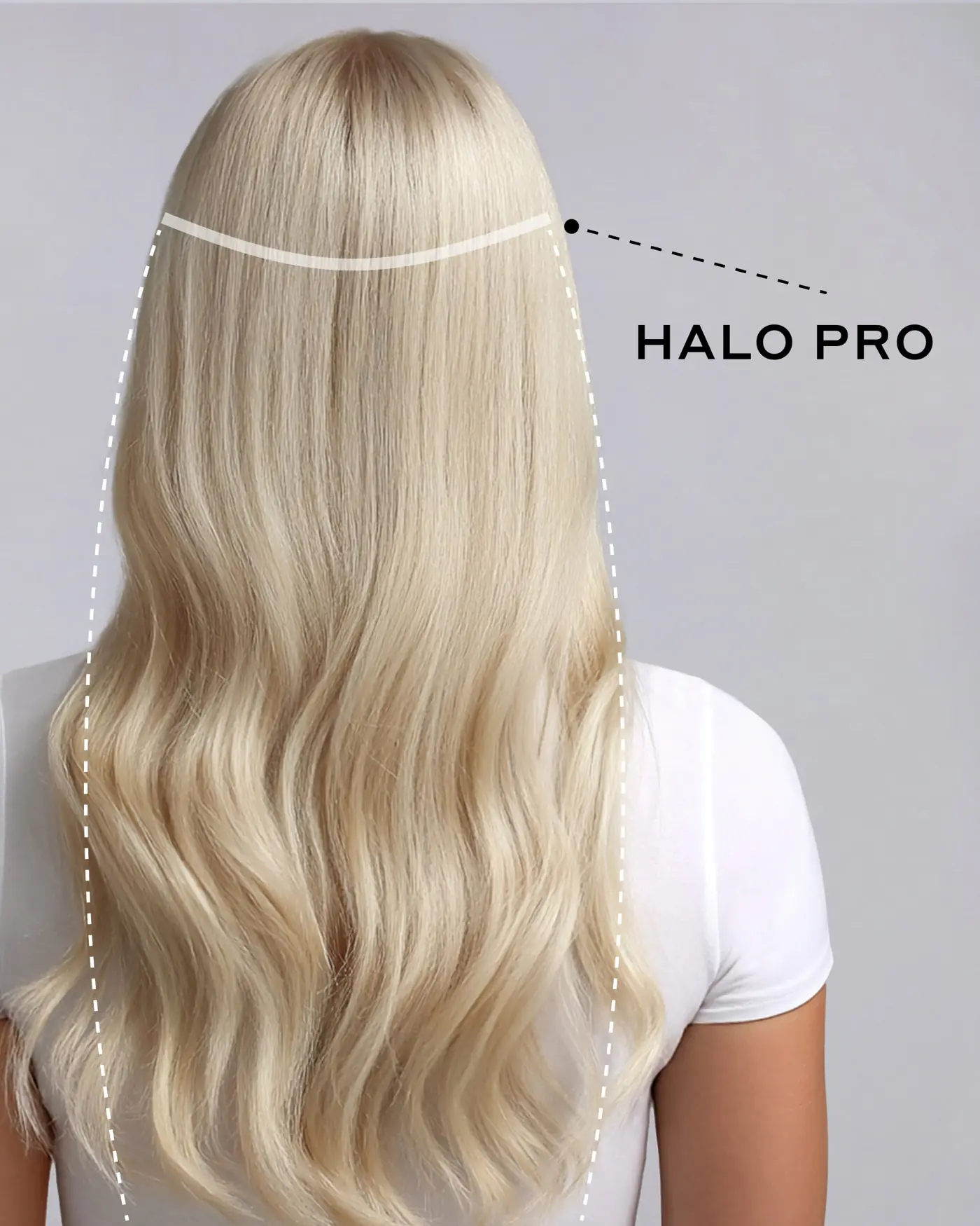 Resultado real de BELLAMI Halo Pro Platinum Blonde visto desde atrás