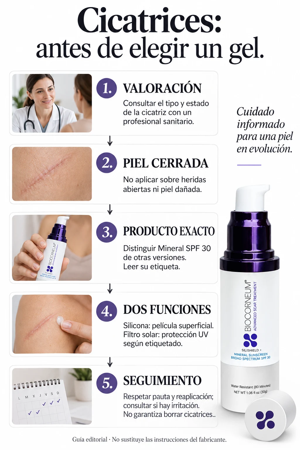 Cinco comprobaciones antes de elegir un gel para cicatrices