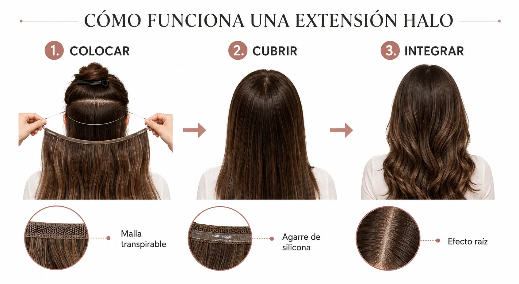 Infografía sobre cómo colocar, cubrir e integrar una extensión halo