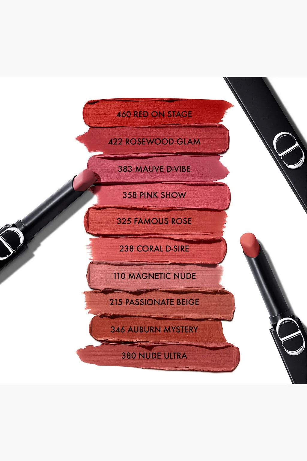 Muestras oficiales de diez tonos de Rouge Dior On Stage Matte