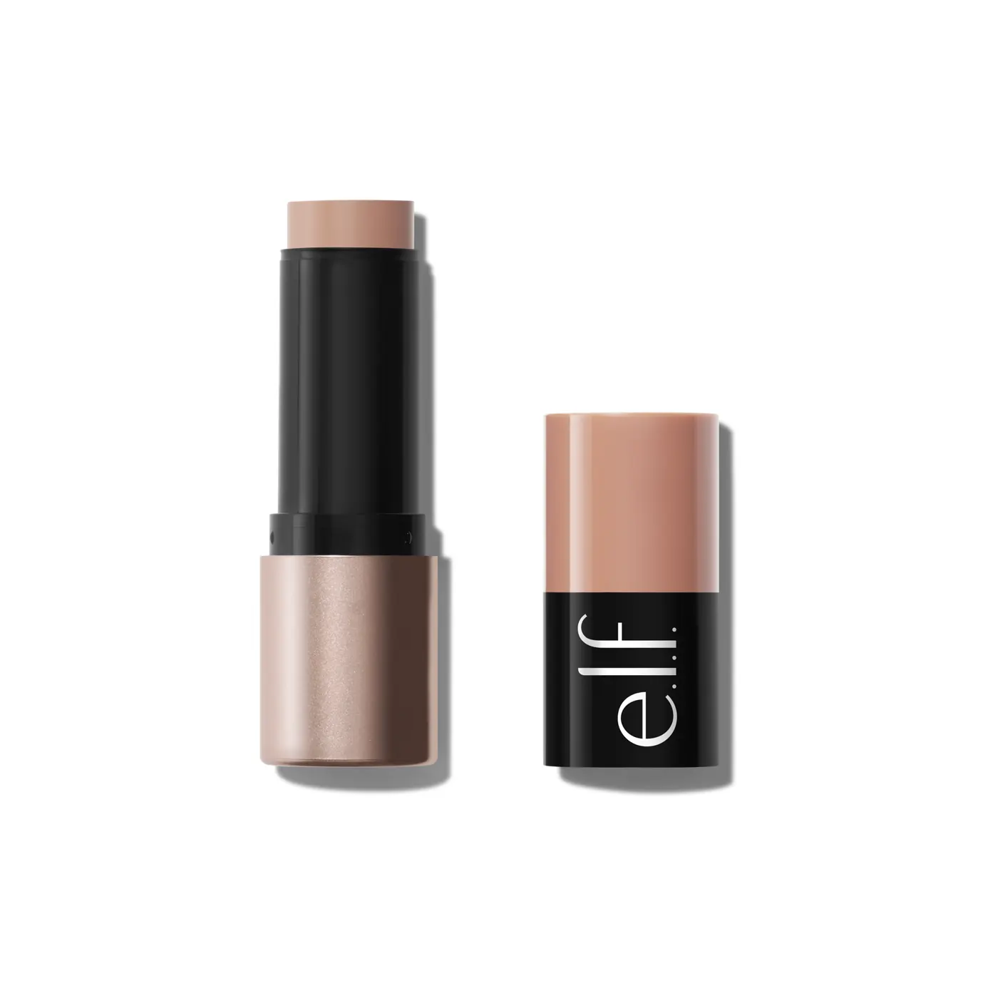 Soft Glam Cream Bronzer Stick de e.l.f. en tono Fair, abierto junto a su tapa