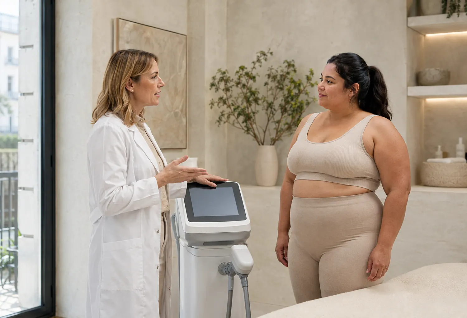 Consulta profesional sobre GLP-1 y remodelación corporal en un centro de estética