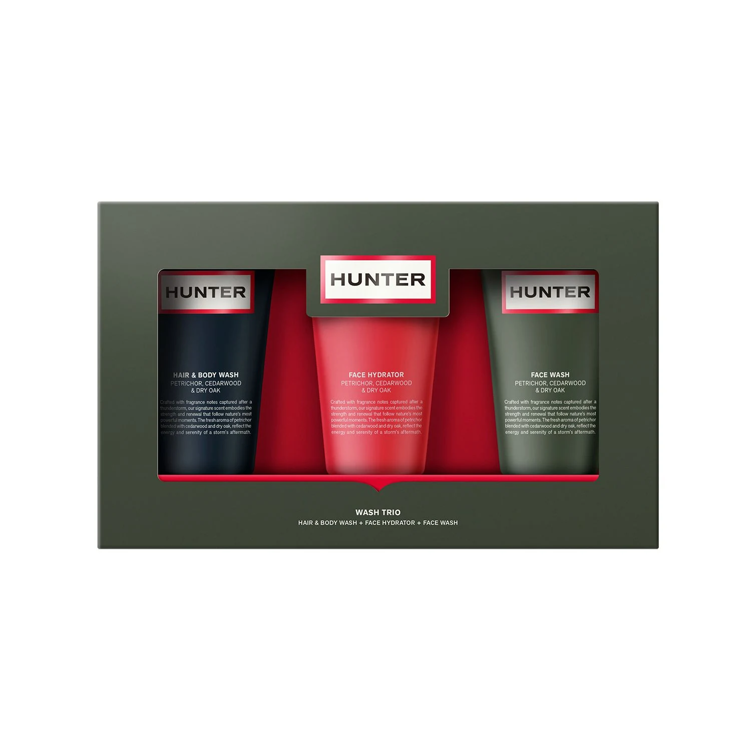 Caja Hunter Wash Trio con tres tubos de cuidado personal