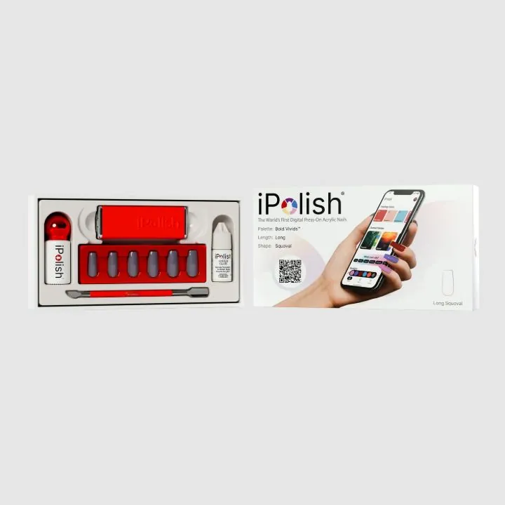 Kit oficial iPolish Long Squoval con uñas digitales, Magic Wand, pegamento y app