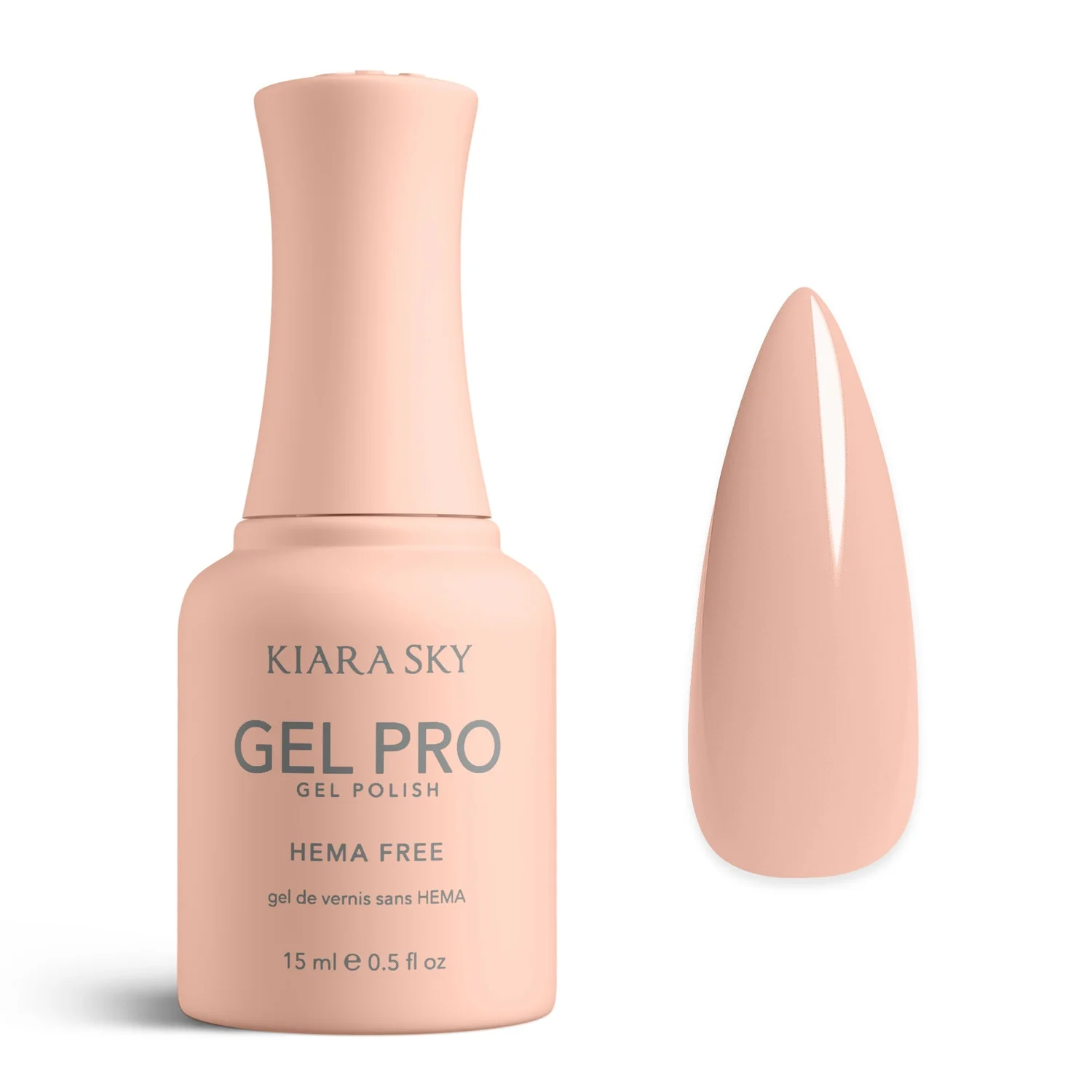 Frasco Gel Pro Timeless de tono nude junto a muestra de color
