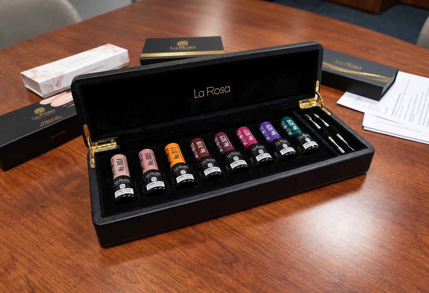 Presentación de La Rosa con sus envases y marca visibles
