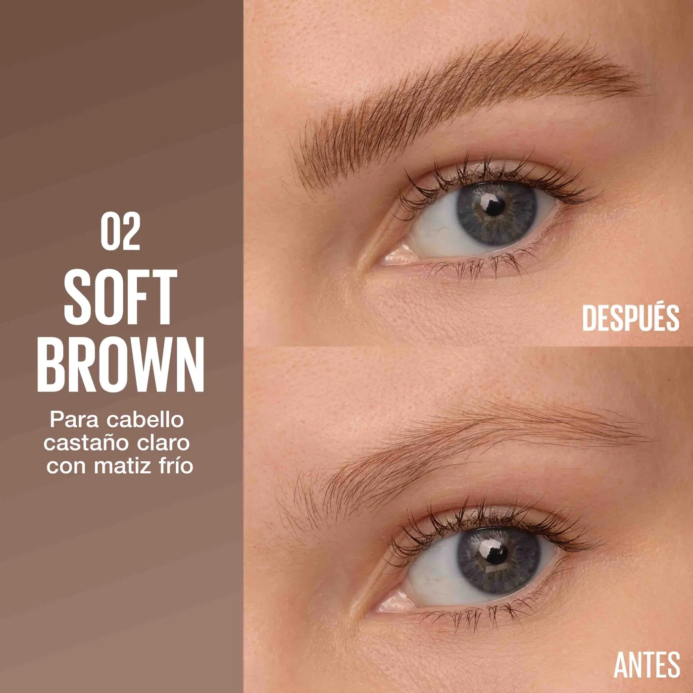 Comparación de campaña del tono Soft Brown en unas cejas