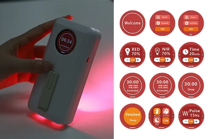 Parte trasera y controles de tiempo, pulso e intensidad del panel MFXPROMini