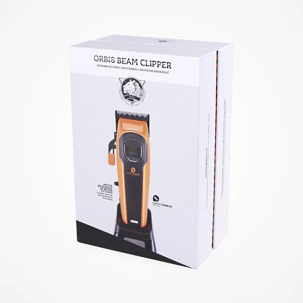 Caja de Orbis Beam Clipper con el nombre y la imagen de la máquina