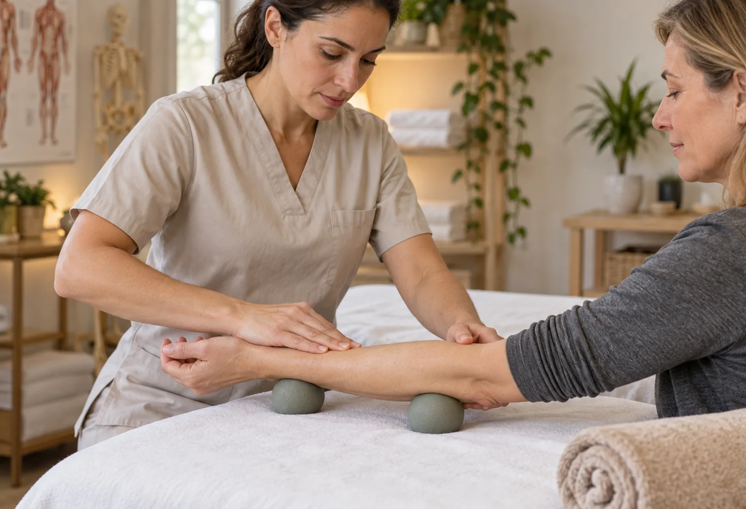 Profesional aplicando Stark Ball Massage con bolas suaves