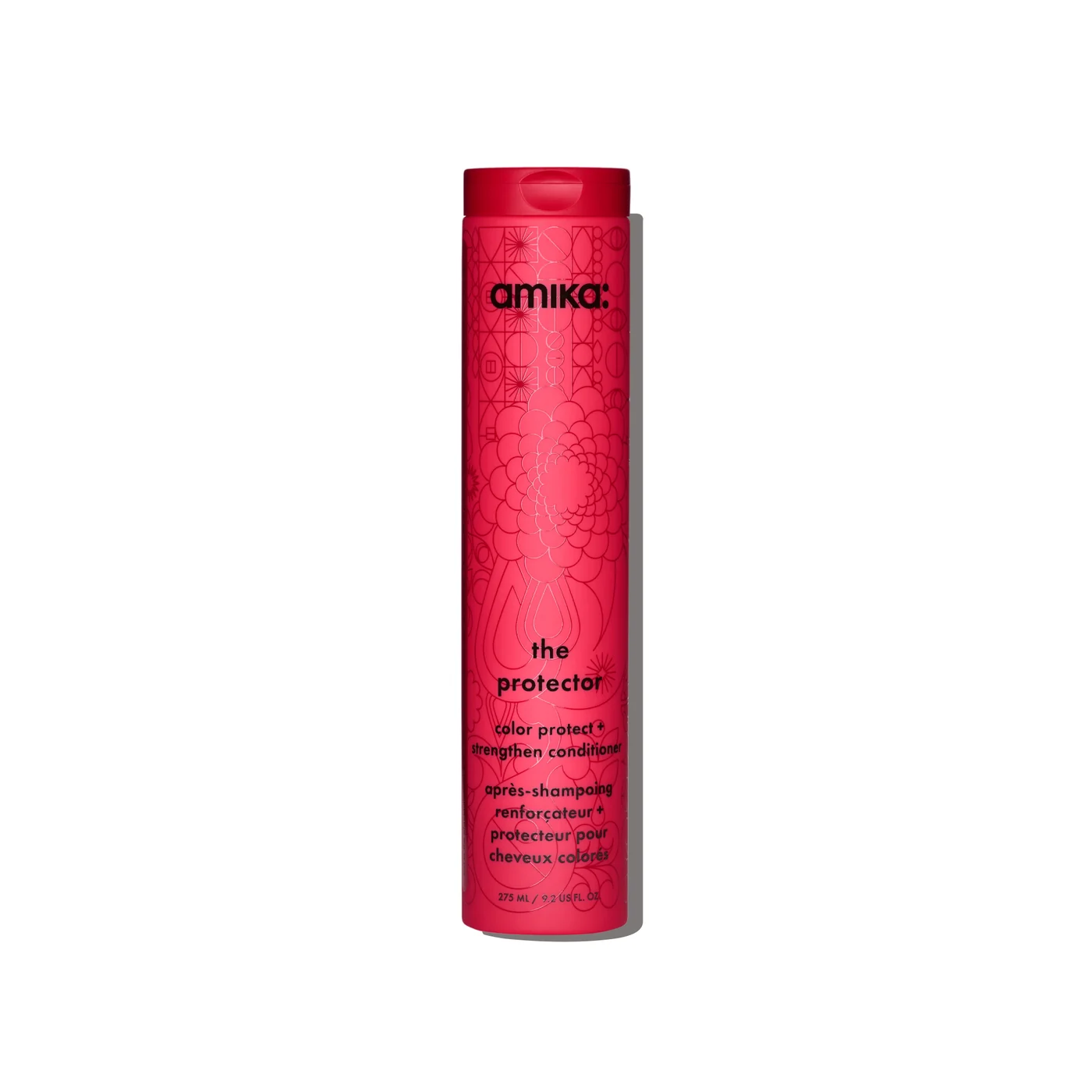 Envase rosa de acondicionador amika The Protector