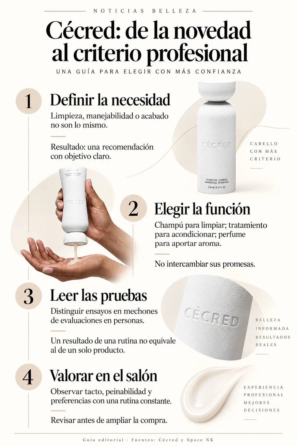 Infografía de cuatro criterios para valorar los productos Cécred