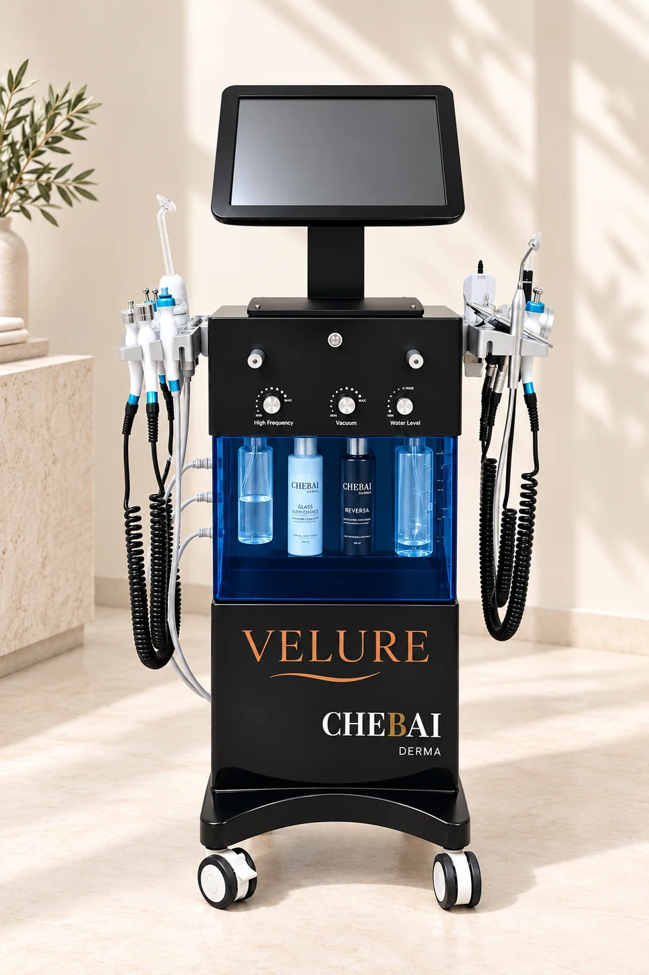 Equipo multifunción Velure de CHEBAI DERMA con pantalla y distintos manípulos