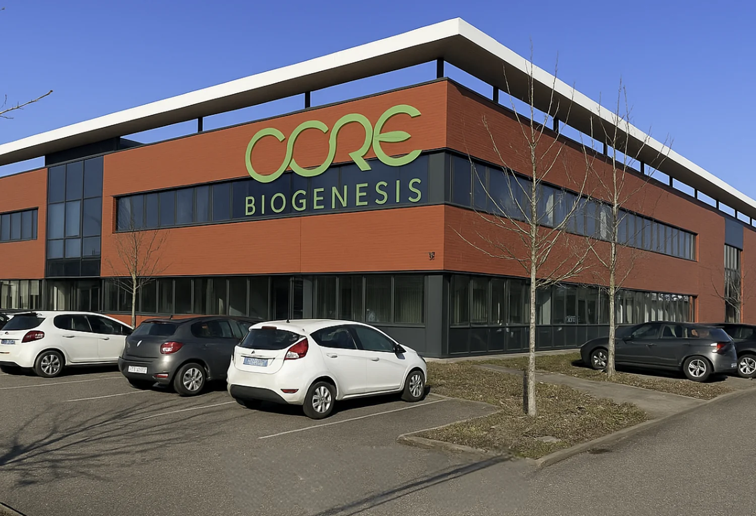 Sede de Core Biogenesis con el logotipo de la compañía
