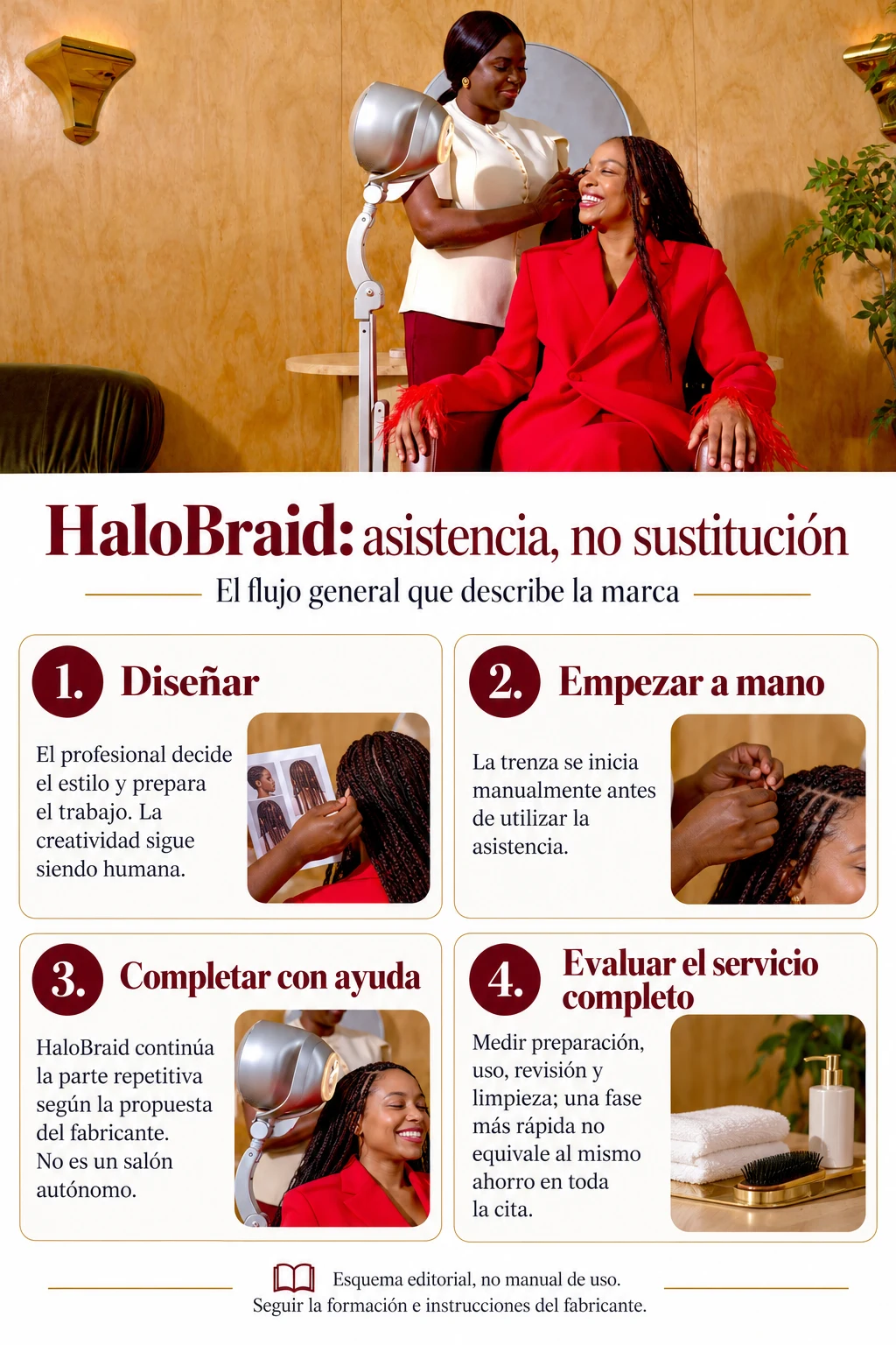 Inicio manual, trenzado asistido y evaluación de HaloBraid