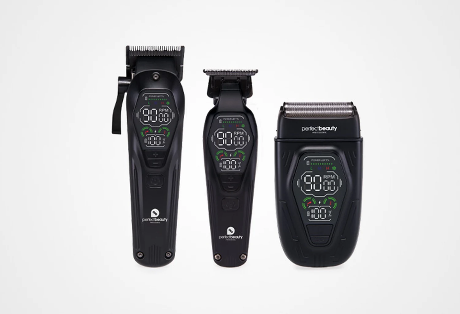 Clipper, trimmer y razor del pack Helion de Perfect Beauty