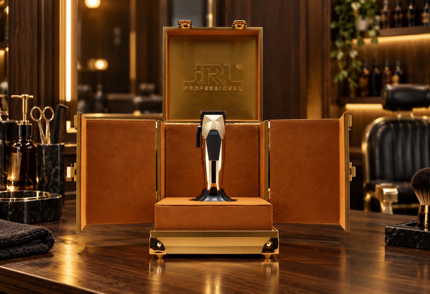 JRL 3000C Fade Gold presentada en su estuche dorado