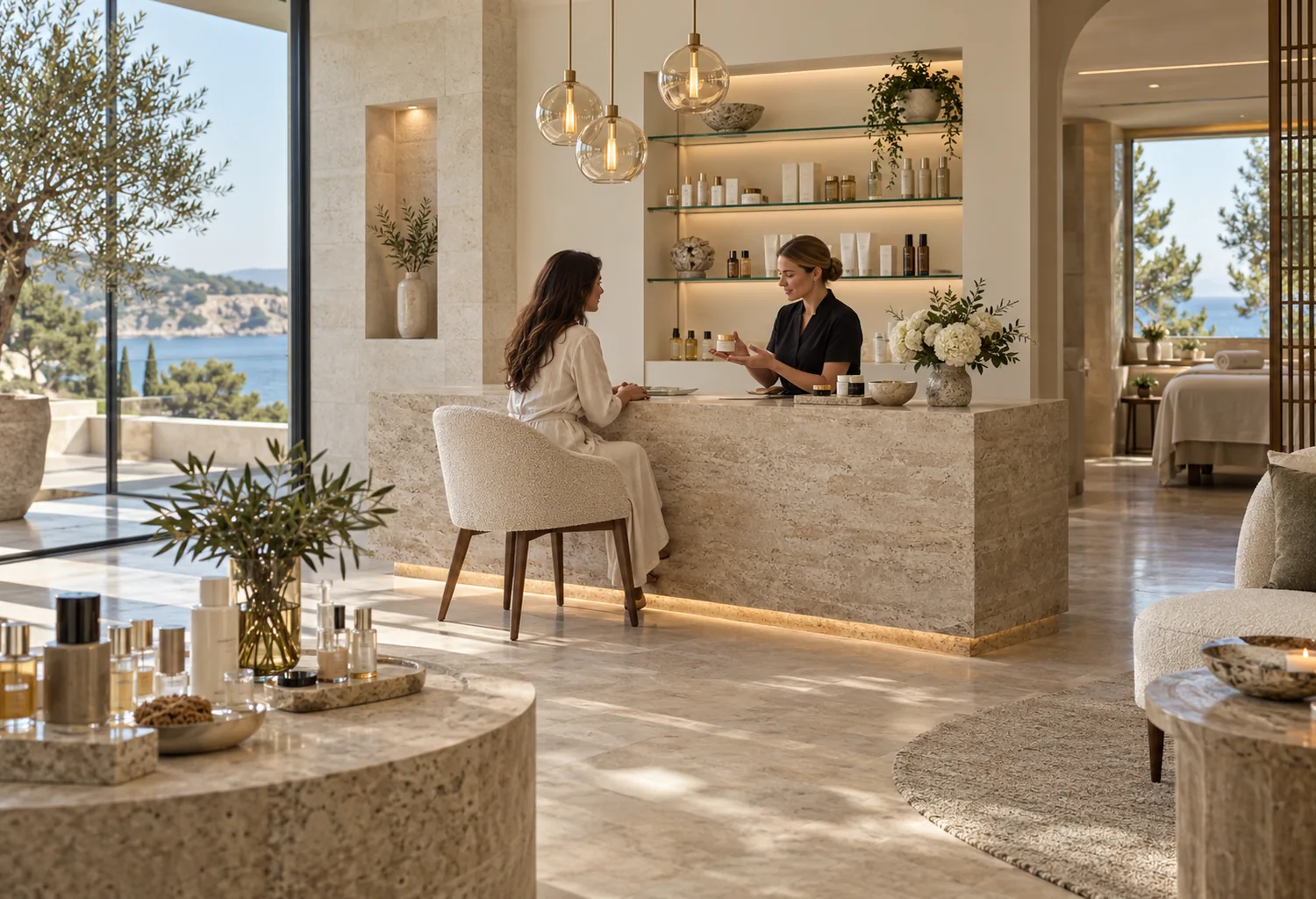 Asesoramiento en un espacio de belleza y spa de estilo premium
