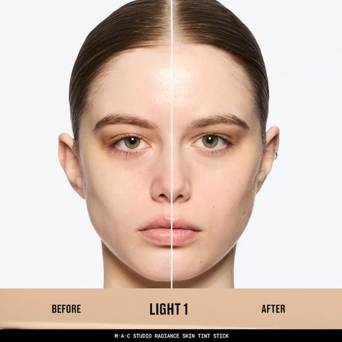 Comparación de campaña antes y después del tono Light 1 de MAC