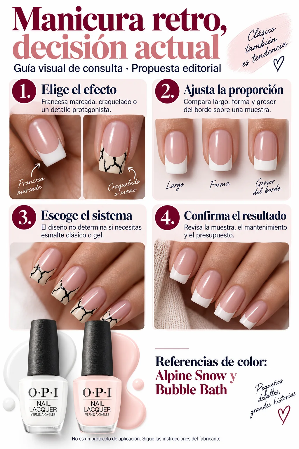 Guía de consulta de manicura retro: efecto, proporción, sistema y confirmación del resultado