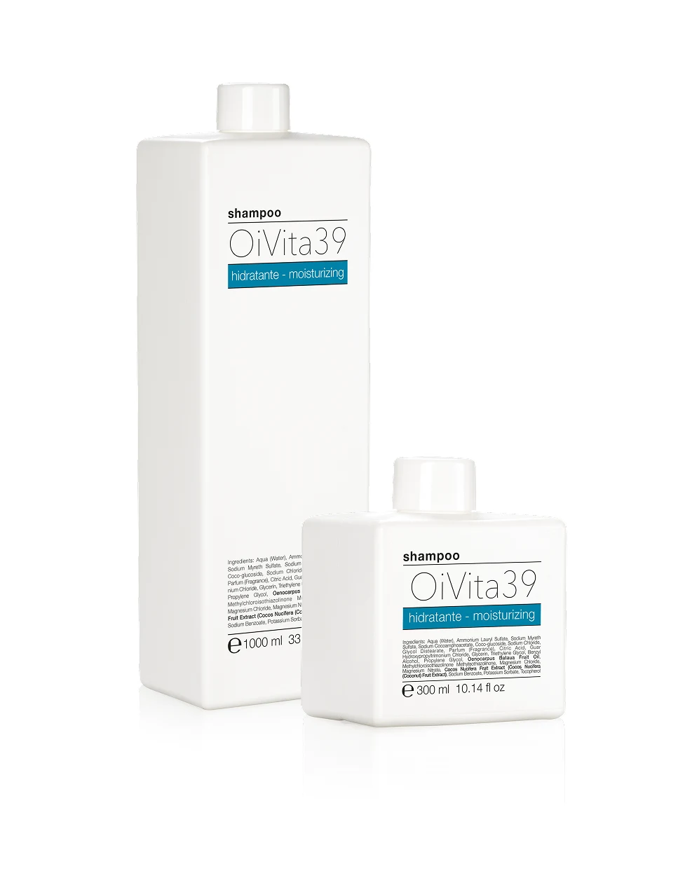 Champú hidratante OiVita39 en envases de 1000 y 300 ml