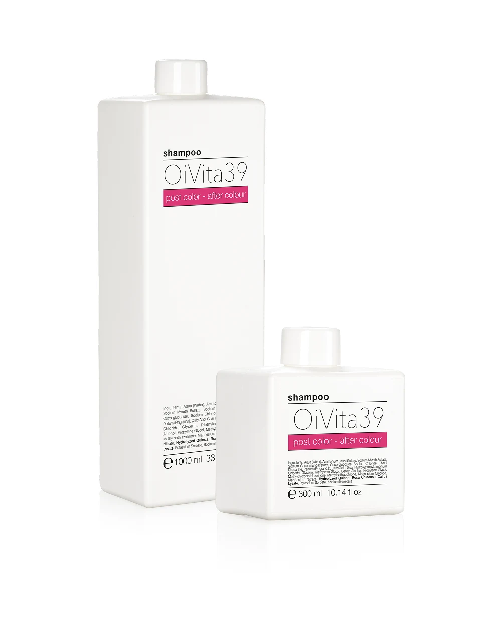 Dos formatos del champú Post Color de OiVita39