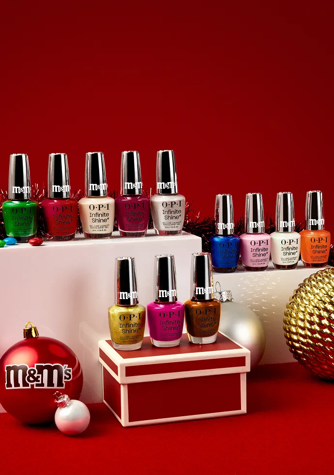 Frascos Infinite Shine de la colección OPI x M&M’s
