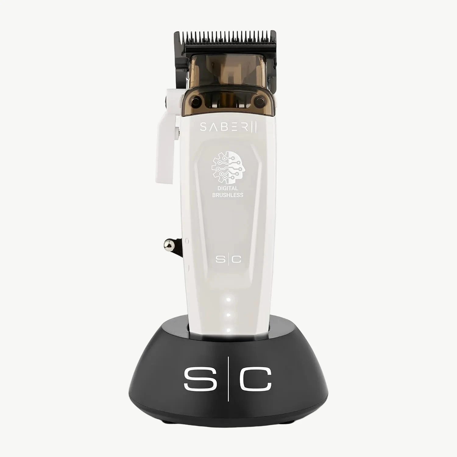 Máquina blanca StyleCraft Saber II sobre su base