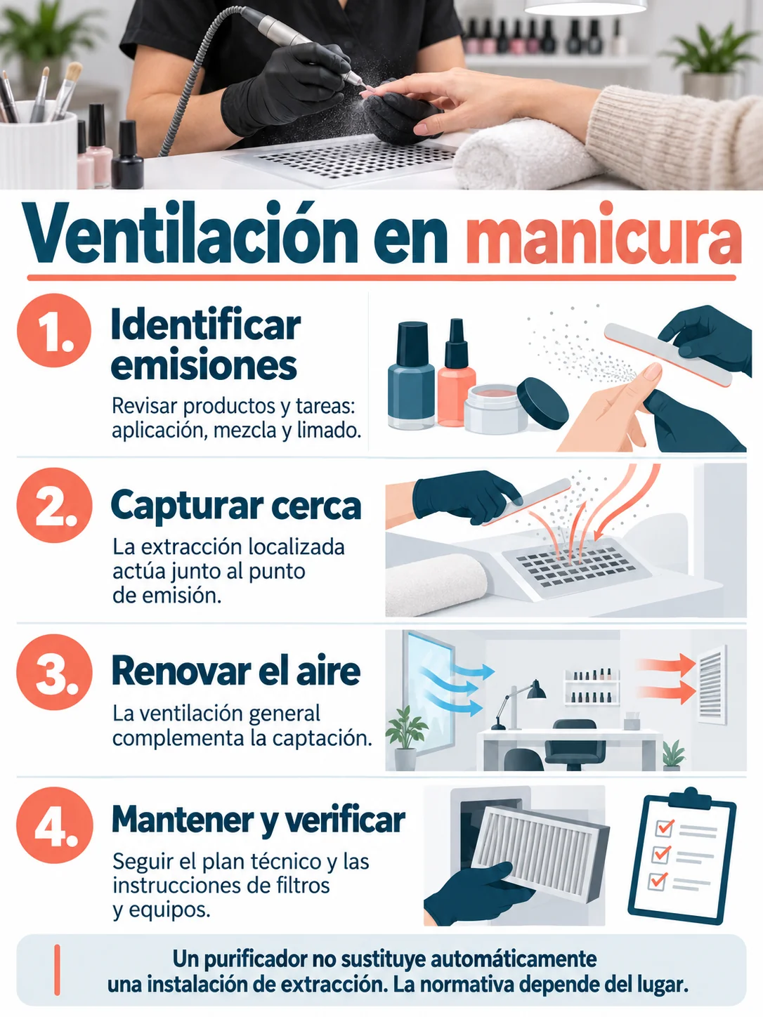 Infografía de identificación de emisiones, captación, renovación y mantenimiento